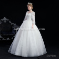 new elegant bride long sleeve v-neck lace applique long sleeve brides tull white elegant long train wedding dress